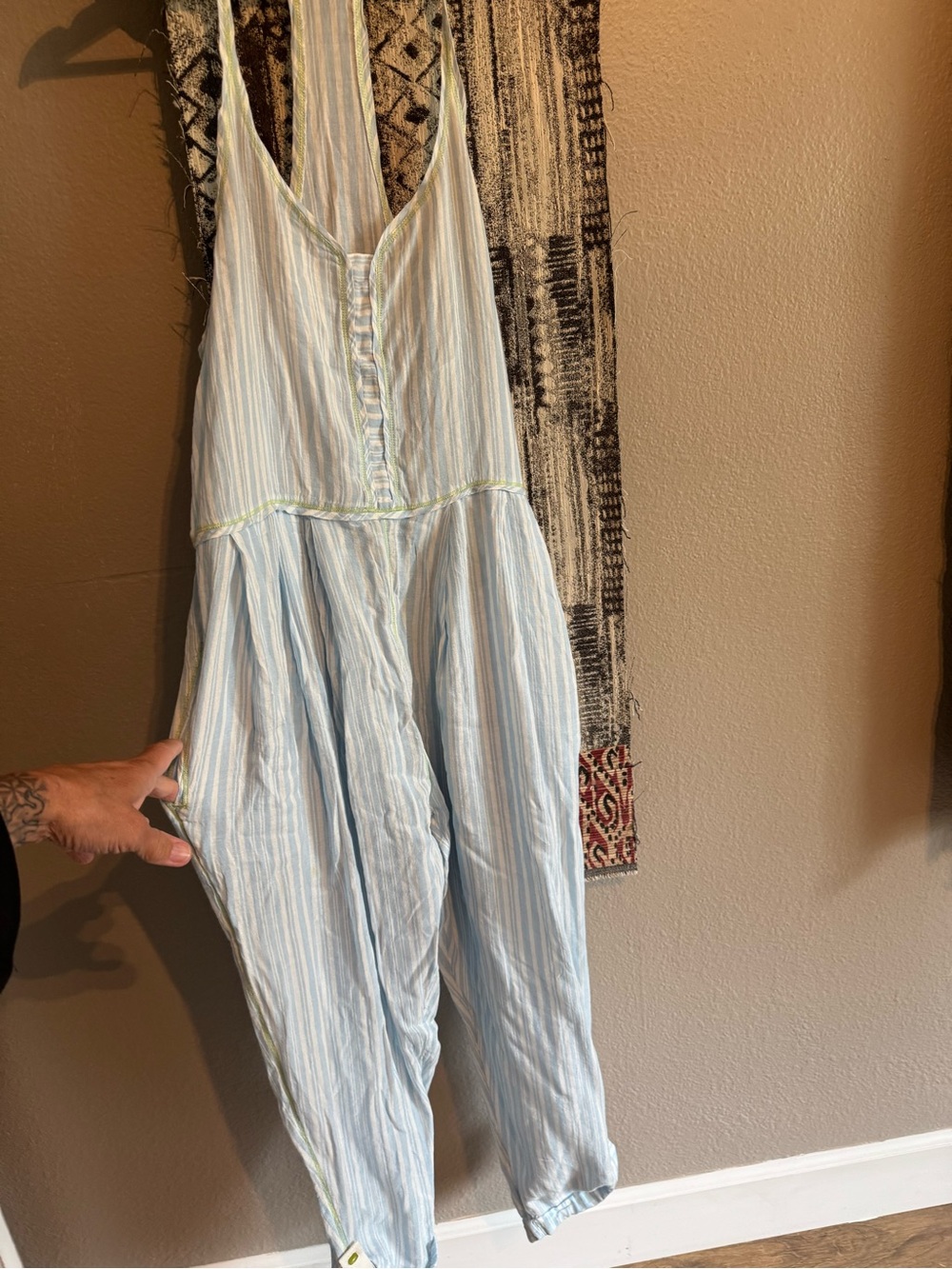 Light Blue Striped LIGHTWEIGHT Jumpsuit -